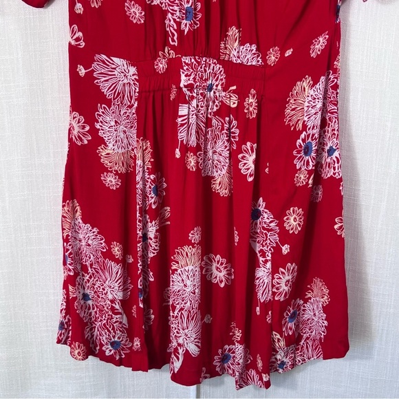 Free People Blue Hawaii Collared Short Sleeve Red Mini Dress Size L - Picture 14 of 16